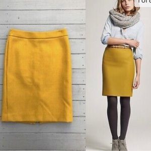 J Crew no. 2 pencil skirt in double serge wool in yellow, size 4P